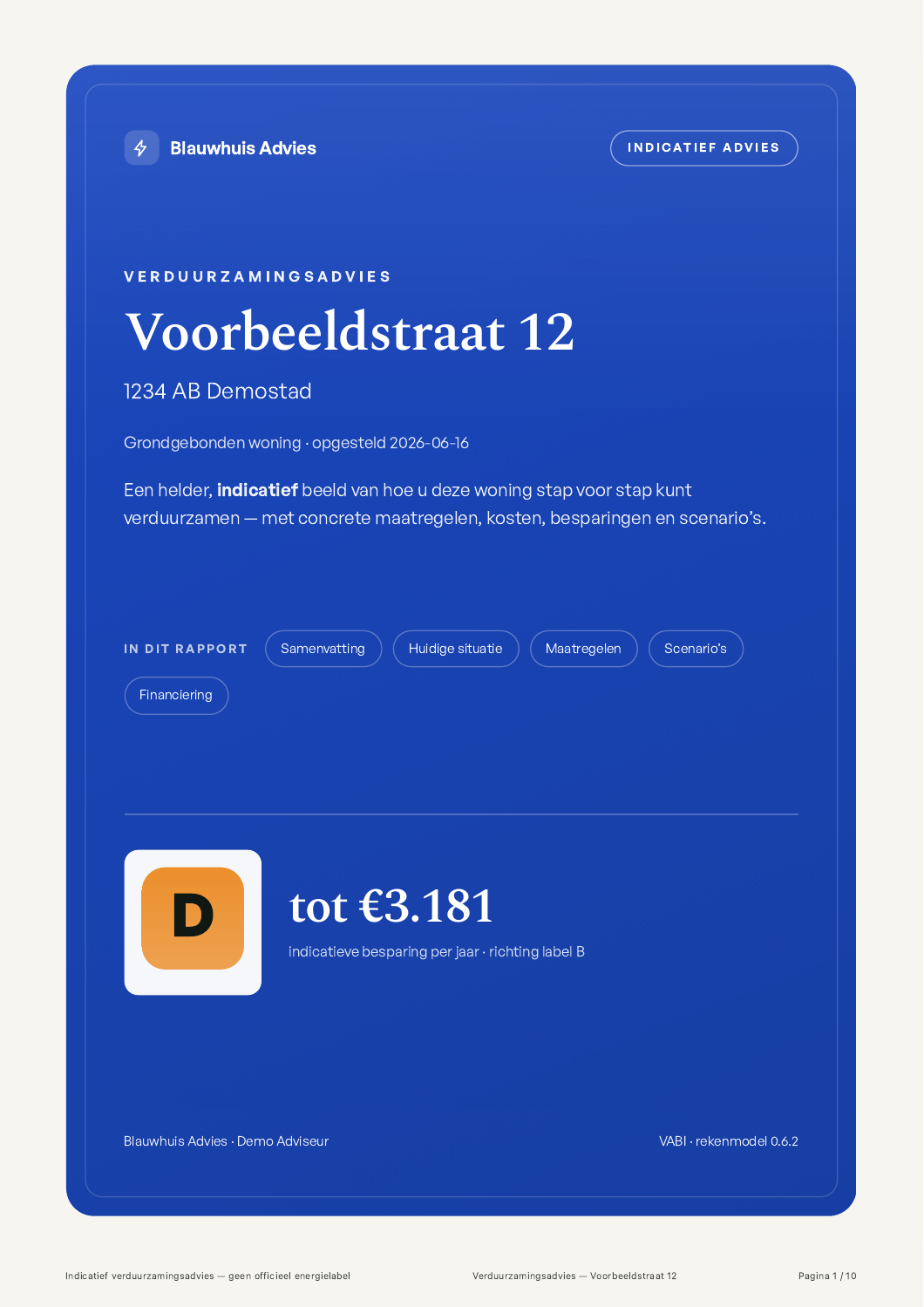 Hetzelfde rapport in een blauwe huisstijl